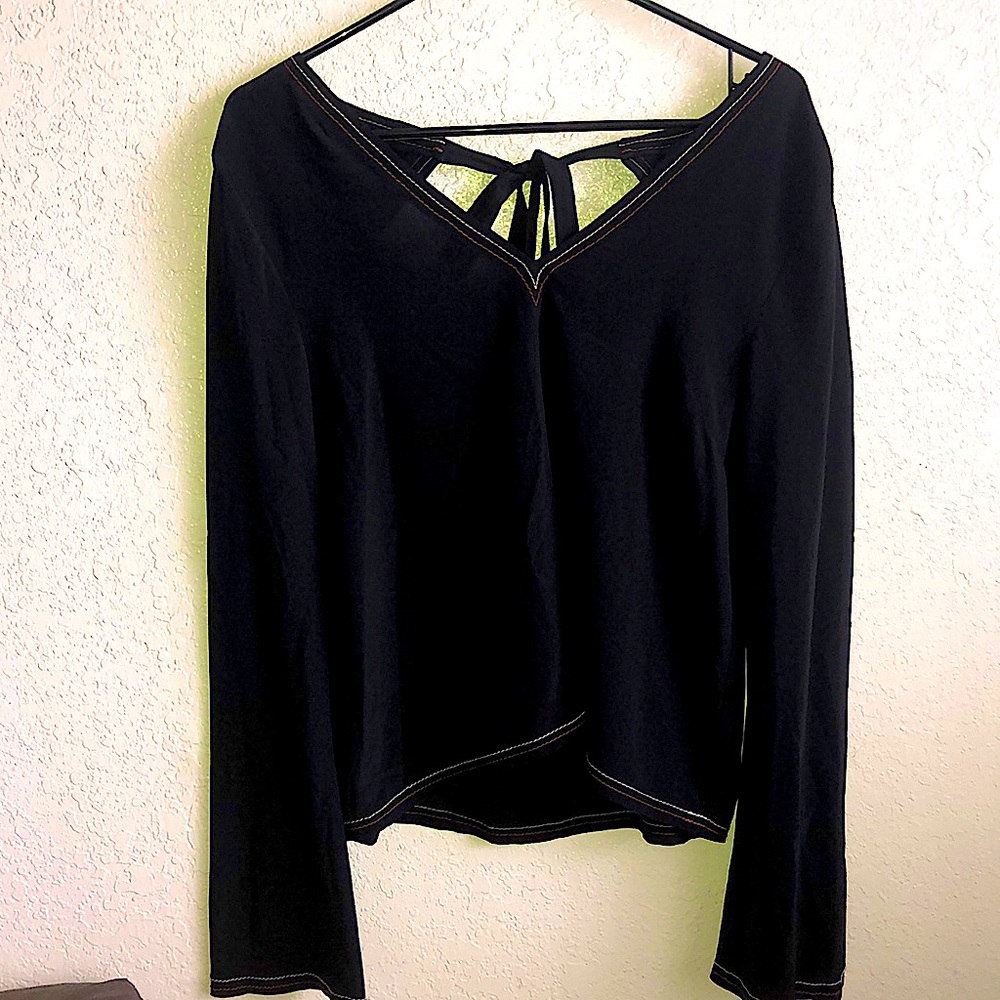 MADEWELL SILK OPEN BACK TIE BLOUSE